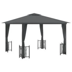 VidaXL Tonnelle avec parois et toit double 3x3 m Anthracite