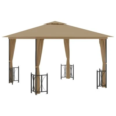 VidaXL Tonnelle avec parois et toit double 3x3 m Taupe
