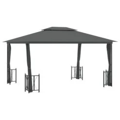 VidaXL Tonnelle avec parois et toit double 3x4 m Anthracite
