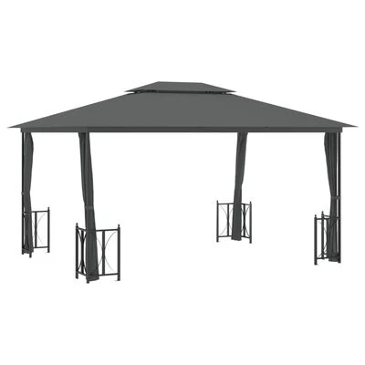 VidaXL Tonnelle avec parois et toit double 3x4 m Anthracite