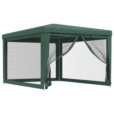 VidaXL Tente de fête avec 4 parois latérales en maille Vert 3x4 m PEHD