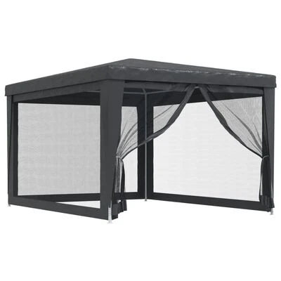 VidaXL Tente de fête avec 4 parois latérales en maille Anthracite 3x4m