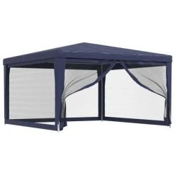 VidaXL Tente de fête avec 4 parois latérales en maille Bleu 4x4 m PEHD