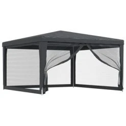 VidaXL Tente de fête avec 4 parois latérales en maille Anthracite 4x4m