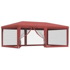 VidaXL Tente de fête avec 6 parois latérales en maille Rouge 6x4m PEHD