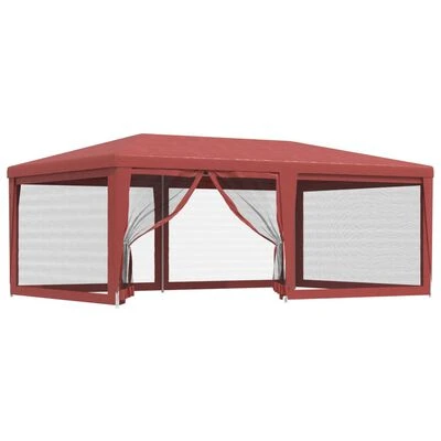VidaXL Tente de fête avec 6 parois latérales en maille Rouge 6x4m PEHD