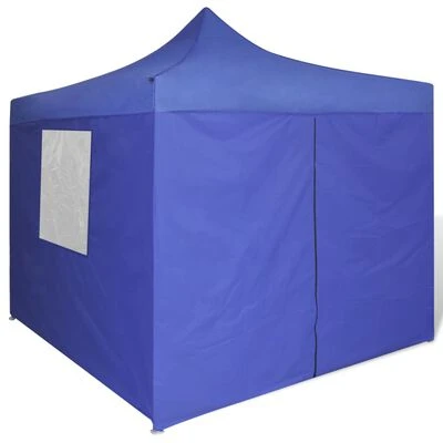 VidaXL Tente pliable avec 4 parois Bleu 3 x 3 m – Image 2