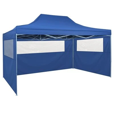 VidaXL Tente pliable avec 4 parois latérales 3 x 4,5 m Bleu – Image 2