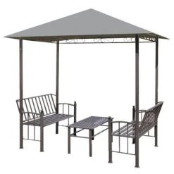 VidaXL Chapiteau de jardin avec table et bancs 2,5x1,5x2,4m Anthracite