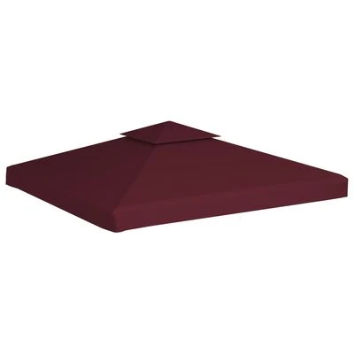 VidaXL Toile supérieure double de belvédère 310 g/m² 3x3 m Bordeaux – Image 2