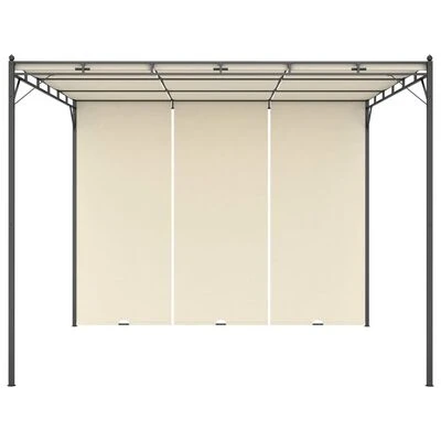 VidaXL Belvédère de jardin avec rideau latéral 3x3x2,25 m Crème – Image 2