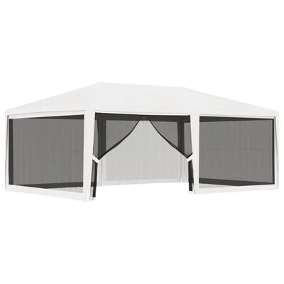 VidaXL Tente de réception avec 4 parois latérales en maille 4x6m Blanc – Image 2