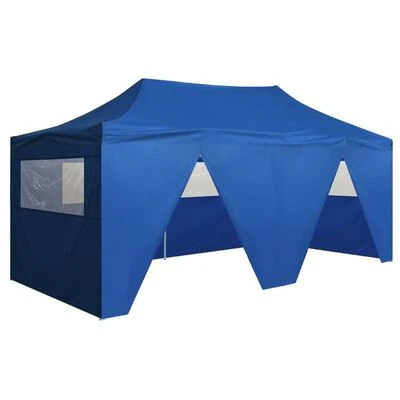 VidaXL Tente de réception pliable avec 4 parois 3x6 m Acier Bleu – Image 2