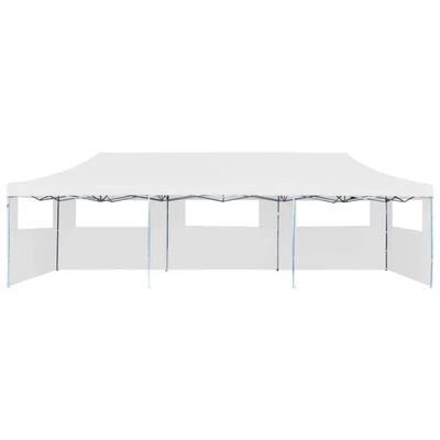 VidaXL Tente de réception escamotable pliable avec 5 parois 3x9m Blanc – Image 2