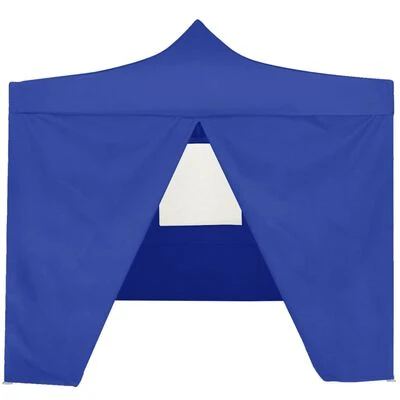 VidaXL Tente de réception pliable avec 4 parois 2x2 m Acier Bleu – Image 2