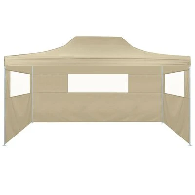 VidaXL Tente de réception pliable avec 3 parois 3x4 m Acier Crème – Image 2