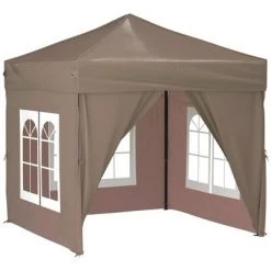 VidaXL Tente de réception pliable avec parois Taupe 2x2 m