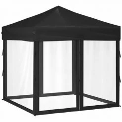 VidaXL Tente de réception pliable avec parois Noir 2x2 m