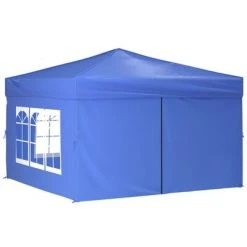 VidaXL Tente de réception pliable avec parois Bleu 3x3 m