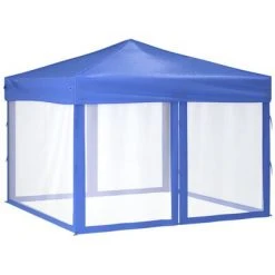 VidaXL Tente de réception pliable avec parois Bleu 3x3 m