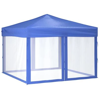 VidaXL Tente de réception pliable avec parois Bleu 3x3 m