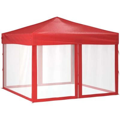 VidaXL Tente de réception pliable avec parois Rouge 3x3 m