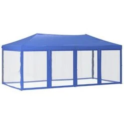 VidaXL Tente de réception pliable avec parois Bleu 3x6 m