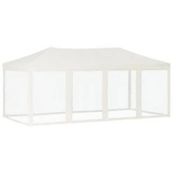 VidaXL Tente de réception pliable avec parois Crème 3x6 m