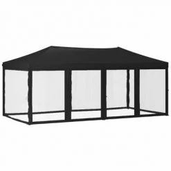 VidaXL Tente de réception pliable avec parois Noir 3x6 m