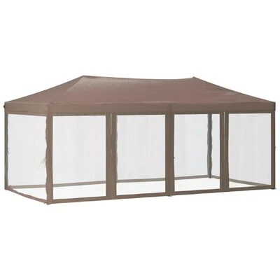VidaXL Tente de réception pliable avec parois Taupe 3x6 m
