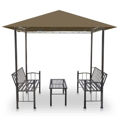 VidaXL Pavillon de jardin et table et bancs 2,5x1,5x2,4m Taupe 180g/m² – Image 3