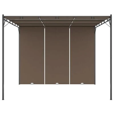 VidaXL Belvédère de jardin avec rideau latéral 3x3x2,25 m Taupe – Image 3