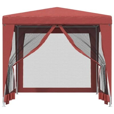 VidaXL Tente de fête avec 4 parois latérales en maille Rouge 2.5x2.5 m – Image 3