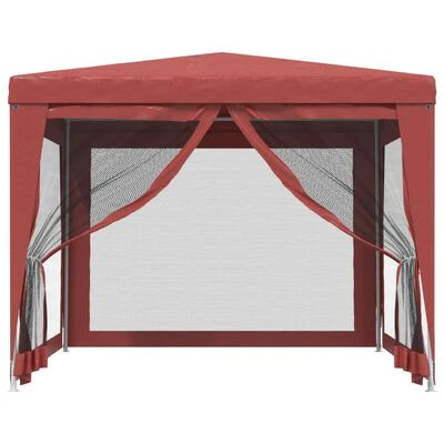 VidaXL Tente de fête avec 4 parois latérales en maille Rouge 3x3m PEHD – Image 3