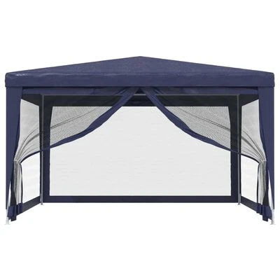 VidaXL Tente de fête avec 4 parois latérales en maille Bleu 4x4 m PEHD – Image 3