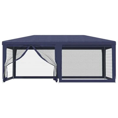 VidaXL Tente de fête avec 6 parois latérales en maille Bleu 6x4 m PEHD – Image 3