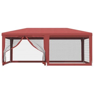 VidaXL Tente de fête avec 6 parois latérales en maille Rouge 6x4m PEHD – Image 3