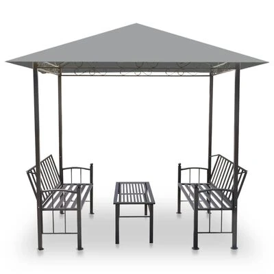 VidaXL Chapiteau de jardin avec table et bancs 2,5x1,5x2,4m Anthracite – Image 3