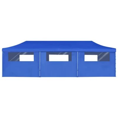 VidaXL Tente de réception pliable avec 8 parois 3x9 m Bleu – Image 3