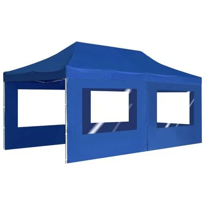VidaXL Tente de réception pliable avec parois Aluminium 6 x 3 m Bleu – Image 3