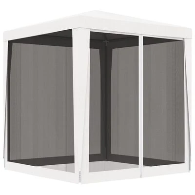 VidaXL Tente de réception avec 4 parois latérales en maille 2x2m Blanc – Image 3