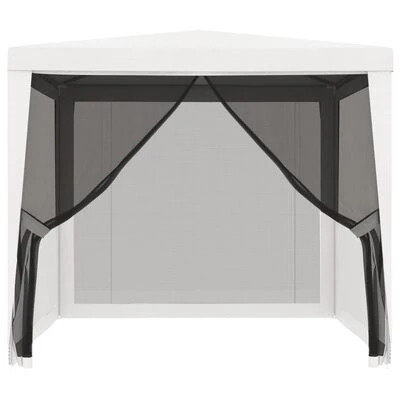 VidaXL Tente de réception 4 parois latérales en maille 2,5x2,5 m Blanc – Image 3