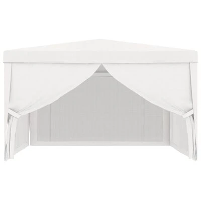 VidaXL Tente de réception avec 4 parois latérales en maille 4x4m Blanc – Image 3