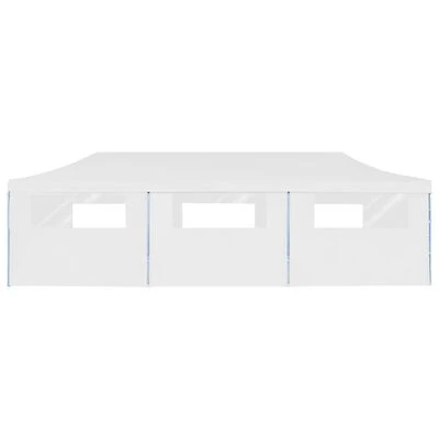 VidaXL Tente de réception escamotable avec 8 parois 3 x 9 m Blanc – Image 3