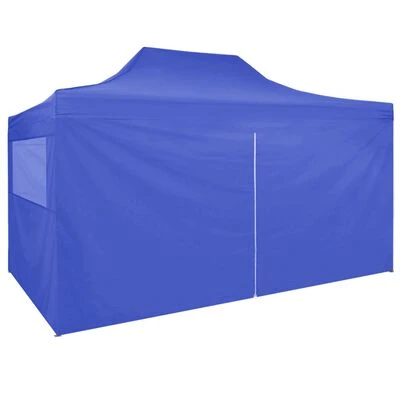 VidaXL Tente de réception pliable avec 4 parois 3x4 m Acier Bleu – Image 3