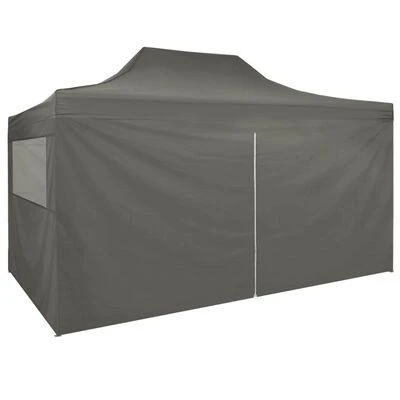 VidaXL Tente de réception pliable avec 4 parois 3x4 m Acier Anthracite – Image 3