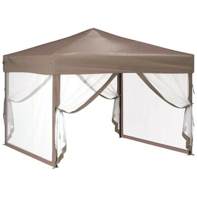 VidaXL Tente de réception pliable avec parois Taupe 3x3 m – Image 3