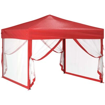 VidaXL Tente de réception pliable avec parois Rouge 3x3 m – Image 3