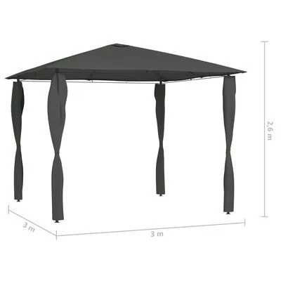 VidaXL Belvédère à revêtement de poteaux 3x3x2,6 m Anthracite 160 g/m² – Image 4