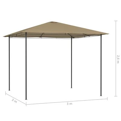 VidaXL Belvédère 3x3x2,6 m Taupe 160 g/m² – Image 4
